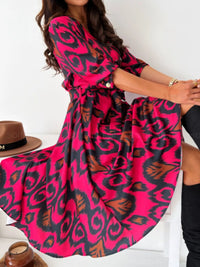 Printed Tie Waist Midi Dress Summer dress Luxurious Weddings