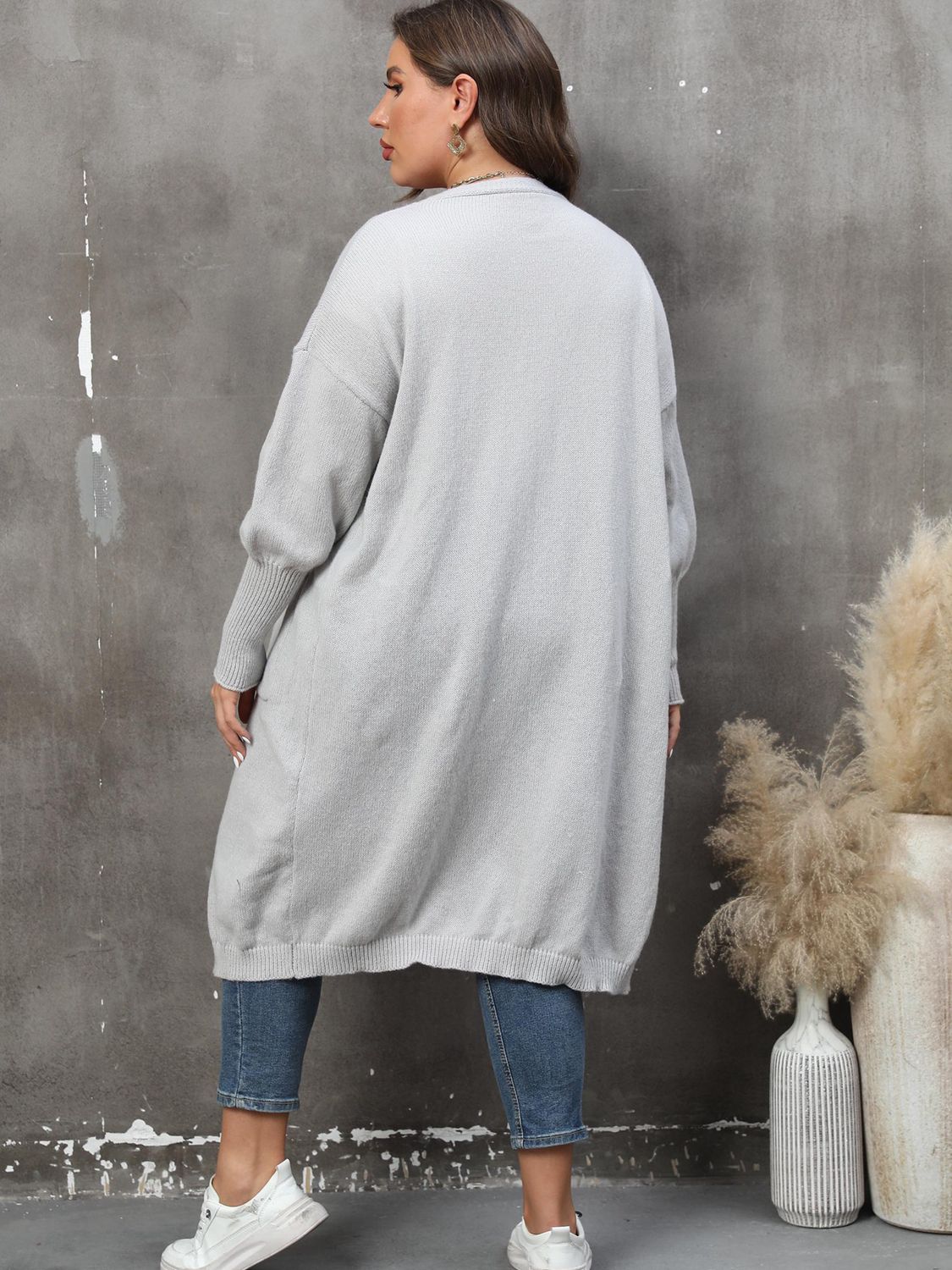Plus Size Long Sleeve Pocketed Cardigan Plus size Luxurious Weddings