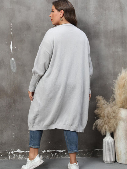 Plus Size Long Sleeve Pocketed Cardigan Plus size Luxurious Weddings