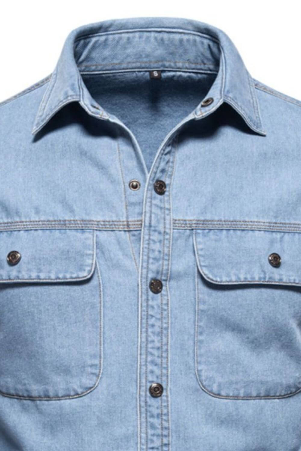Men's Collared Neck Denim Shirt with Chest Pockets Men's Shirts Luxurious Weddings