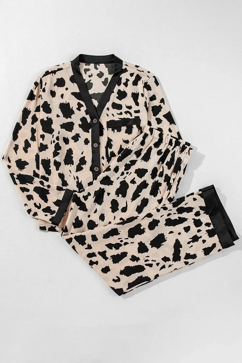 Button Up Long Sleeve Top and Pants Lounge Set sleepwear Luxurious Weddings