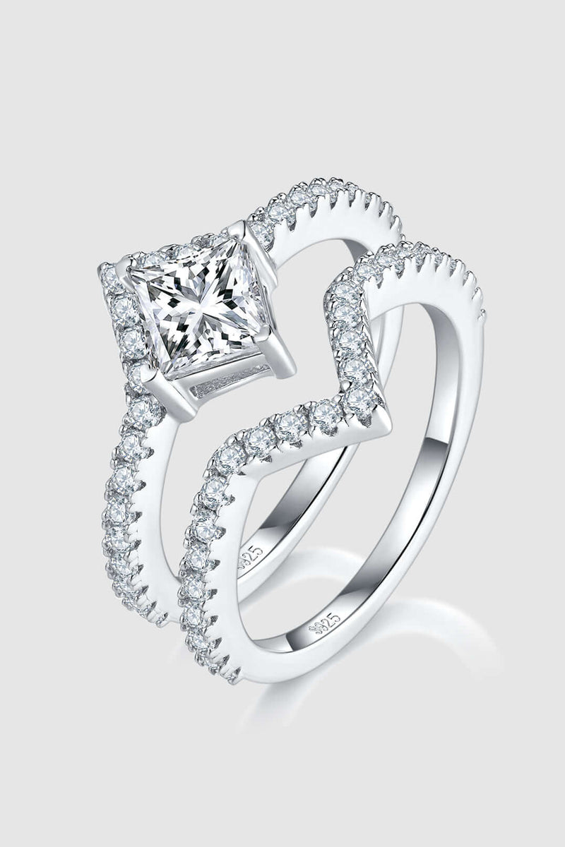 1 Carat Moissanite 925 Sterling Silver Double Layered Ring Rings Luxurious Weddings