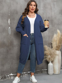Plus Size Long Sleeve Pocketed Cardigan Plus size Luxurious Weddings