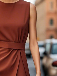 Round Neck Sleeveless Midi Sheath Dress Midi dresses Luxurious Weddings