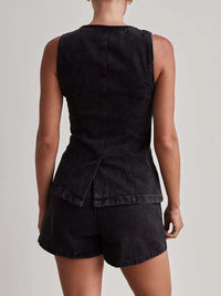 Button Down Vest and Shorts Denim Set Jeans Set Luxurious Weddings