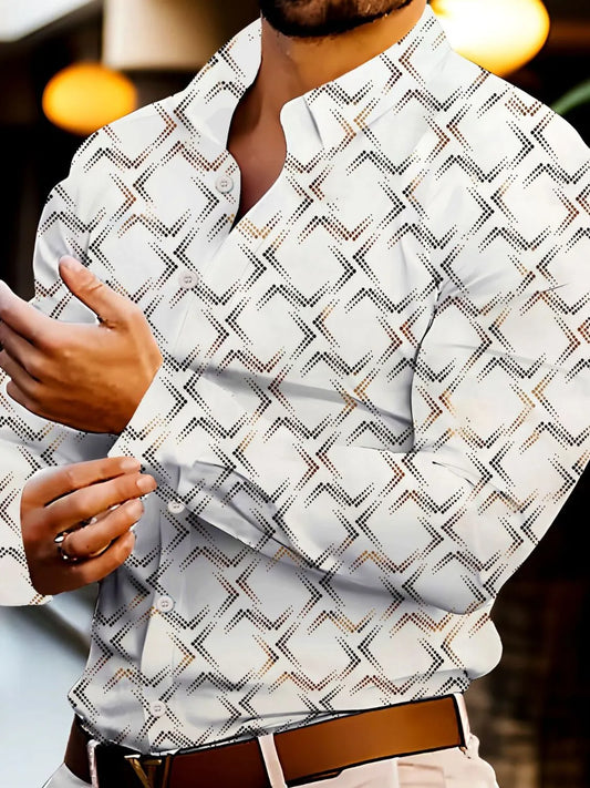 Men's Full Size Button Up Long Sleeve Shirt Plus Size Mens Shirt Luxurious Weddings