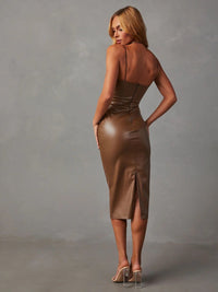 PU Slit Midi Dress Maxi dress Luxurious Weddings