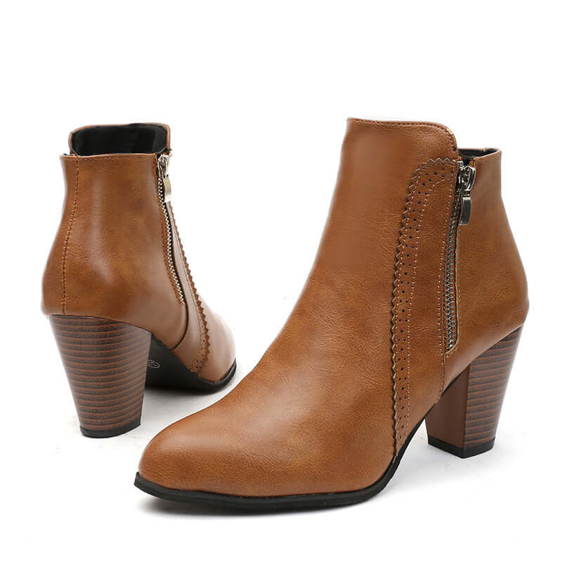 PU Leather Block Heel Boots boots Luxurious Weddings