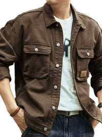 Men's Washed Collared Neck Cargo Jacket Jacket Luxurious Weddings
