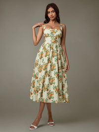 Lace Trim Floral Sleeveless Midi Dress Summer Dress Luxurious Weddings