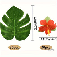60Pcs Tropical Theme Decorations Fake Leaves Luxurious Weddings