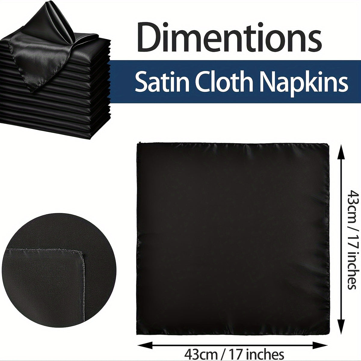 Coloured Satin Napkins - Set of 10 Napkins Luxurious Weddings