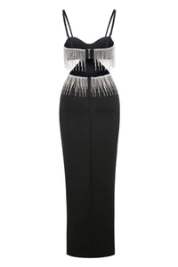 Luxury Heavy Tassel High Waist Slit Suspender Dress Formal Dress Luxurious Weddings