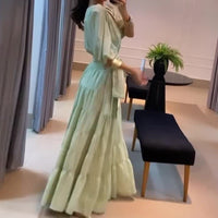 Solid Color low-cut lace-up design waist-baring skirt suit Skirt Suit Luxurious Weddings