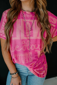 Letter Printed Round Neck Short Sleeve T-Shirt Tshirts Luxurious Weddings