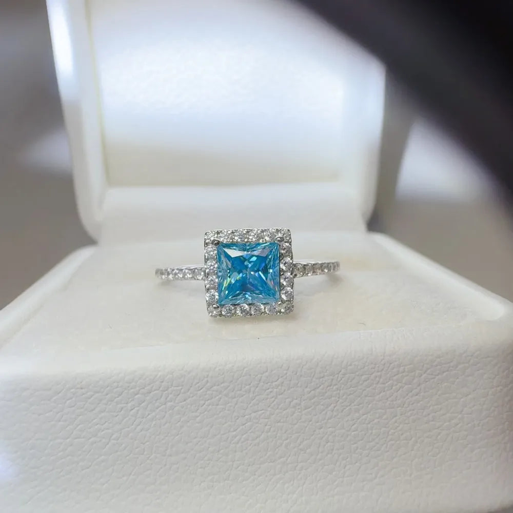 2 Carat Moissanite 925 Sterling Silver Square Shape Ring men's rings Luxurious Weddings