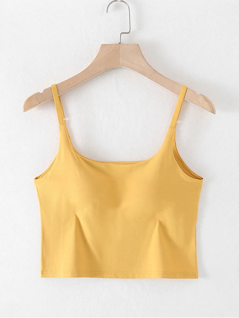 Scoop Neck Cropped Cami with Chest Pads Singlet Luxurious Weddings