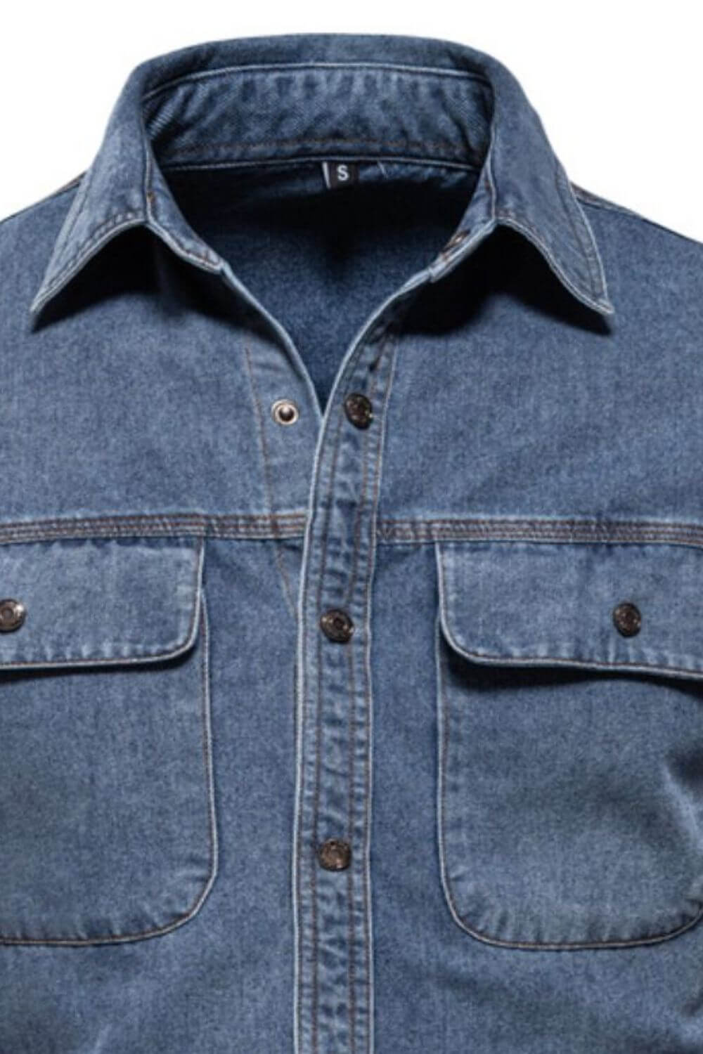 Men's Collared Neck Denim Shirt with Chest Pockets Men's Shirts Luxurious Weddings