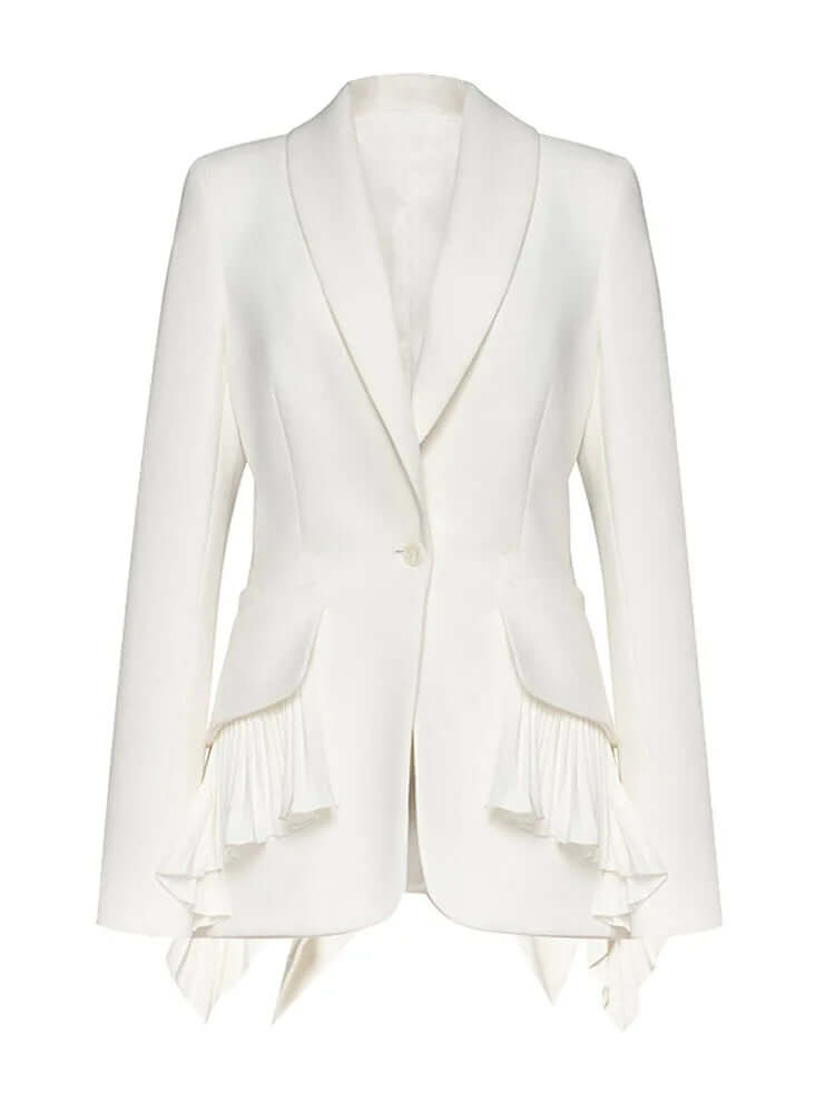 Long Sleeves Single Button Splicing Pleating Suit Jacket Women's Jacket Luxurious Weddings
