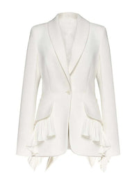 Long Sleeves Single Button Splicing Pleating Suit Jacket Women's Jacket Luxurious Weddings