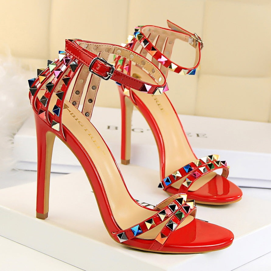 Super high heel color belt sandal heel Luxurious Weddings