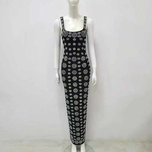 V-neck suspender with diamond embellishment, high-end dress V-Neck Diamond Dress Luxurious Weddings