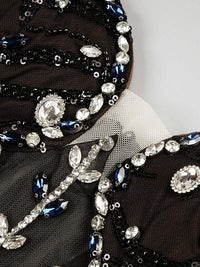 Black Mini Strapless Dress Crystal Design Vestido High Quality Mini Dress Luxurious Weddings
