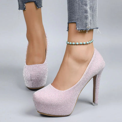 Round Toe Stiletto Pumps High heels Luxurious Weddings