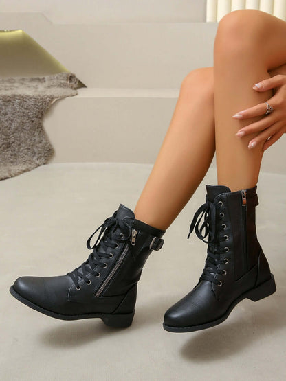 PU Leather Lace-Up Boots boots Luxurious Weddings