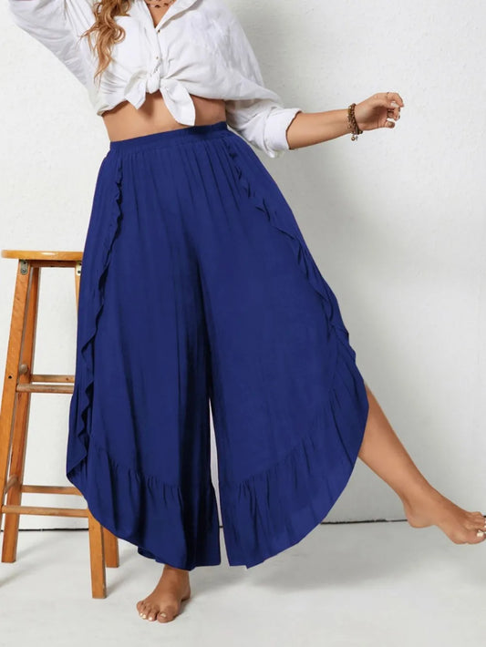 Plus Size Ruffled Wide Leg Pants Plus size pants Luxurious Weddings