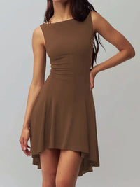 High-Low Round Neck Sleeveless Dress Dresses Luxurious Weddings