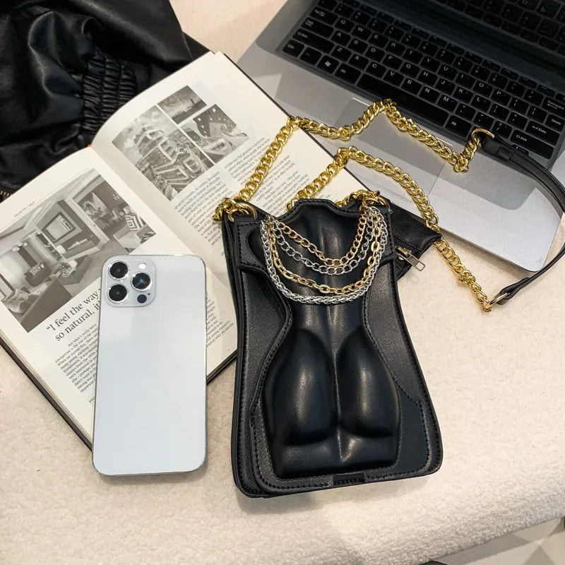 Chic Black Chain Handbags For Women's Messenger Bags Female Shoulder Bag Mobile Phone Bag Small Crossbody Wallet Handbags Luxurious Weddings