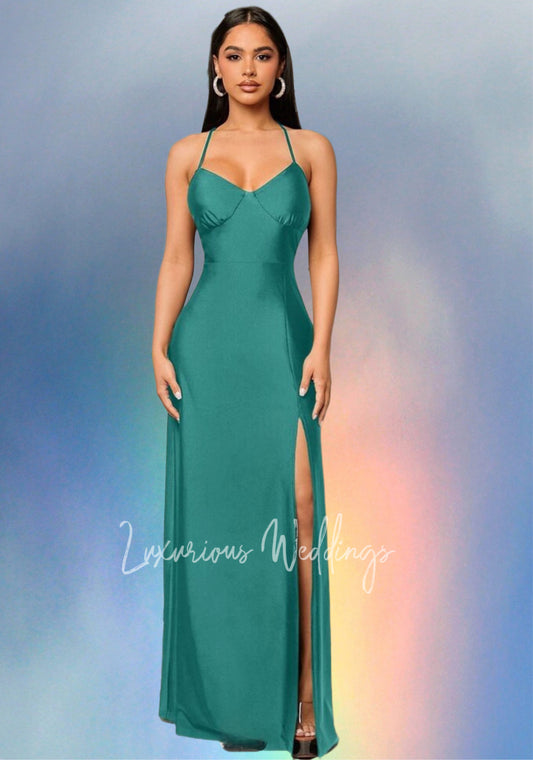Backless Plunge Green Bridesmaid Dress Bridesmaid Dresses Luxurious Weddings