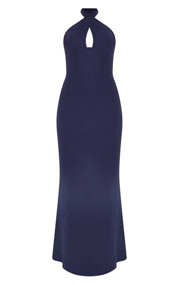 Navy Bridesmaid Corset Detail Cross Front Maxi Dress Bridesmaid Dresses Luxurious Weddings