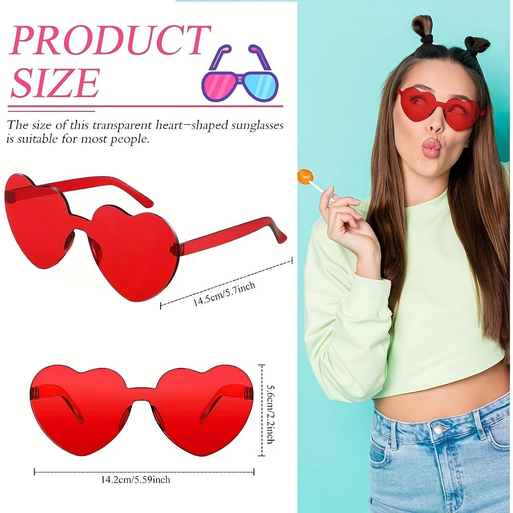 12Pcs Heart Shape Rimless Sunglasses for Women Party Glasses Luxurious Weddings