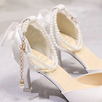Point Toe Flare Heels Pumps Bridal shoes Luxurious Weddings