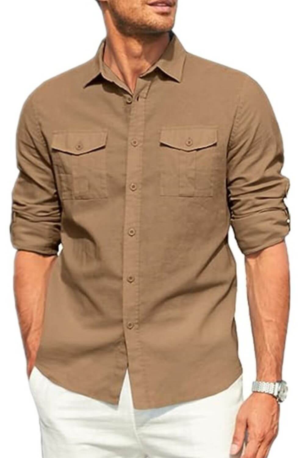Men's Plus Size Button Down Collared Neck Long Sleeve Shirt shirts Luxurious Weddings