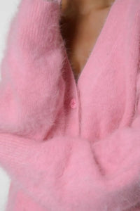 Fuzzy Button Down Long Sleeve Cardigan Sweater Luxurious Weddings
