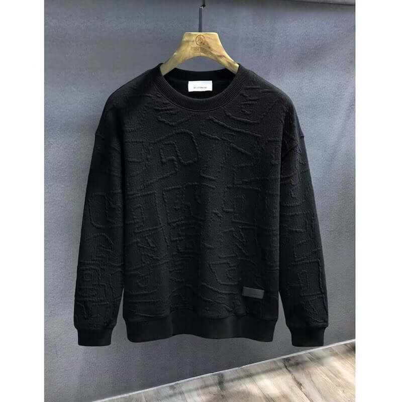 Men's Plus Size Textured Round Neck Long Sleeve Sweatshirt Sweatshirts Luxurious Weddings
