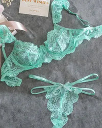 Bowknot Decor Crochet Lace Lingerie Set Lingerie Luxurious Weddings