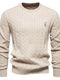 Men's Cable-Knit Round Neck Long Sleeve Sweater Sweatshirts Luxurious Weddings