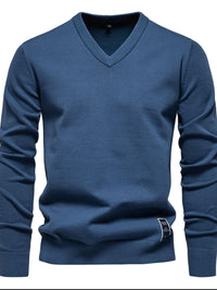 Men's Ribbed Hem V-Neck Long Sleeve Sweater Sweatshirts Luxurious Weddings