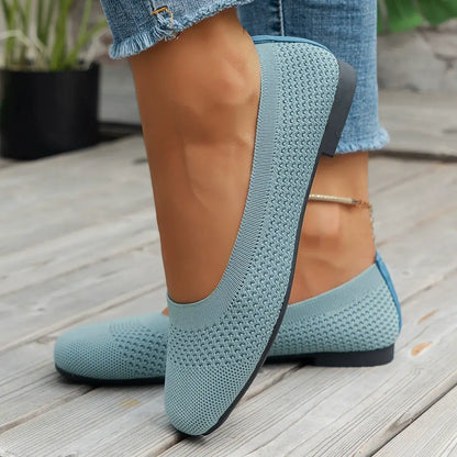 Square Toe Solid Color Mesh Slip-Ons flats Luxurious Weddings