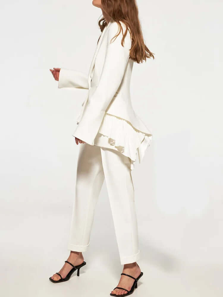 Long Sleeves Single Button Splicing Pleating Suit Jacket Women's Jacket Luxurious Weddings