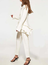 Long Sleeves Single Button Splicing Pleating Suit Jacket Women's Jacket Luxurious Weddings