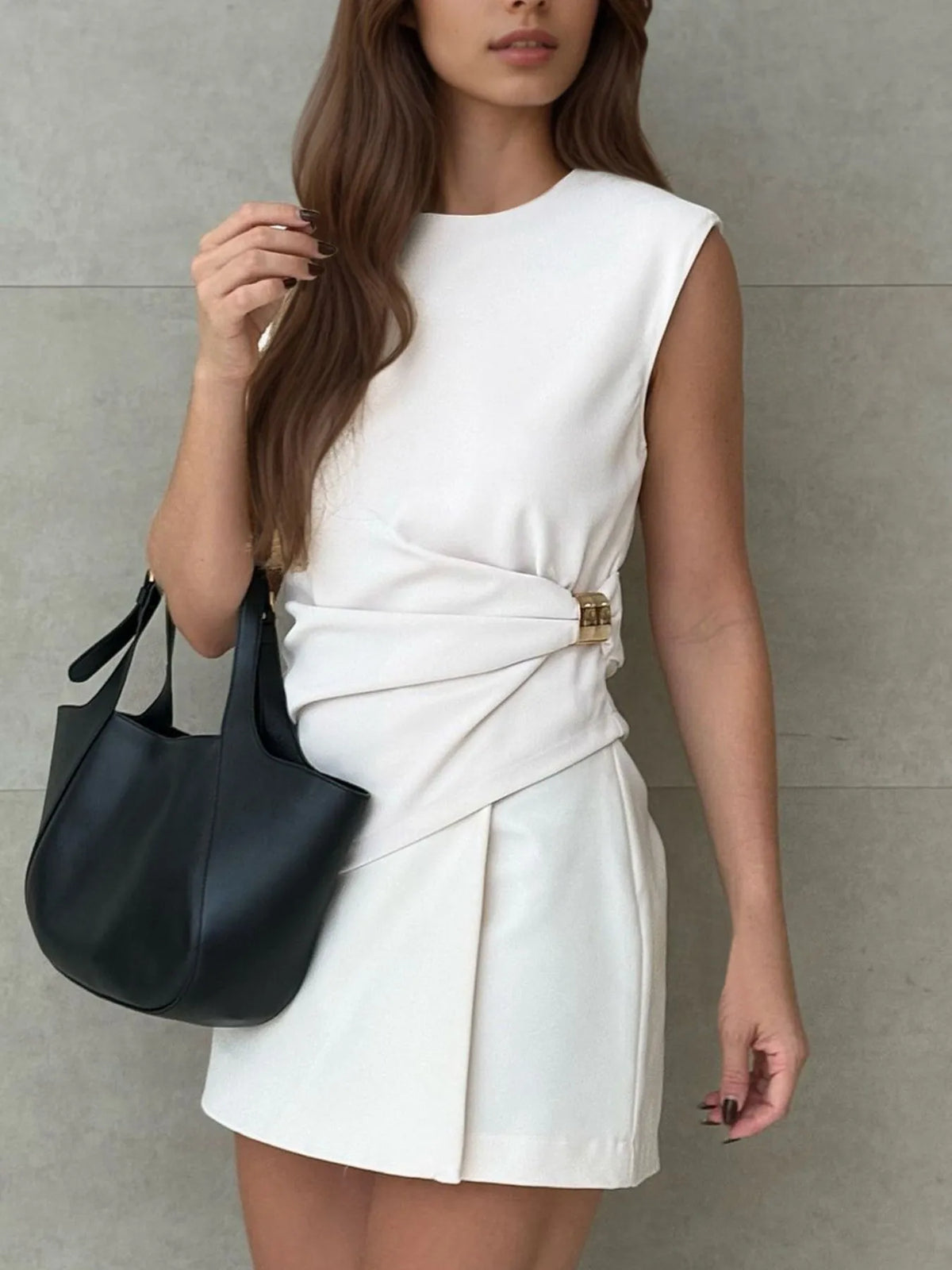 Round Neck Sleeveless Top and Skirts Set Co ords Luxurious Weddings