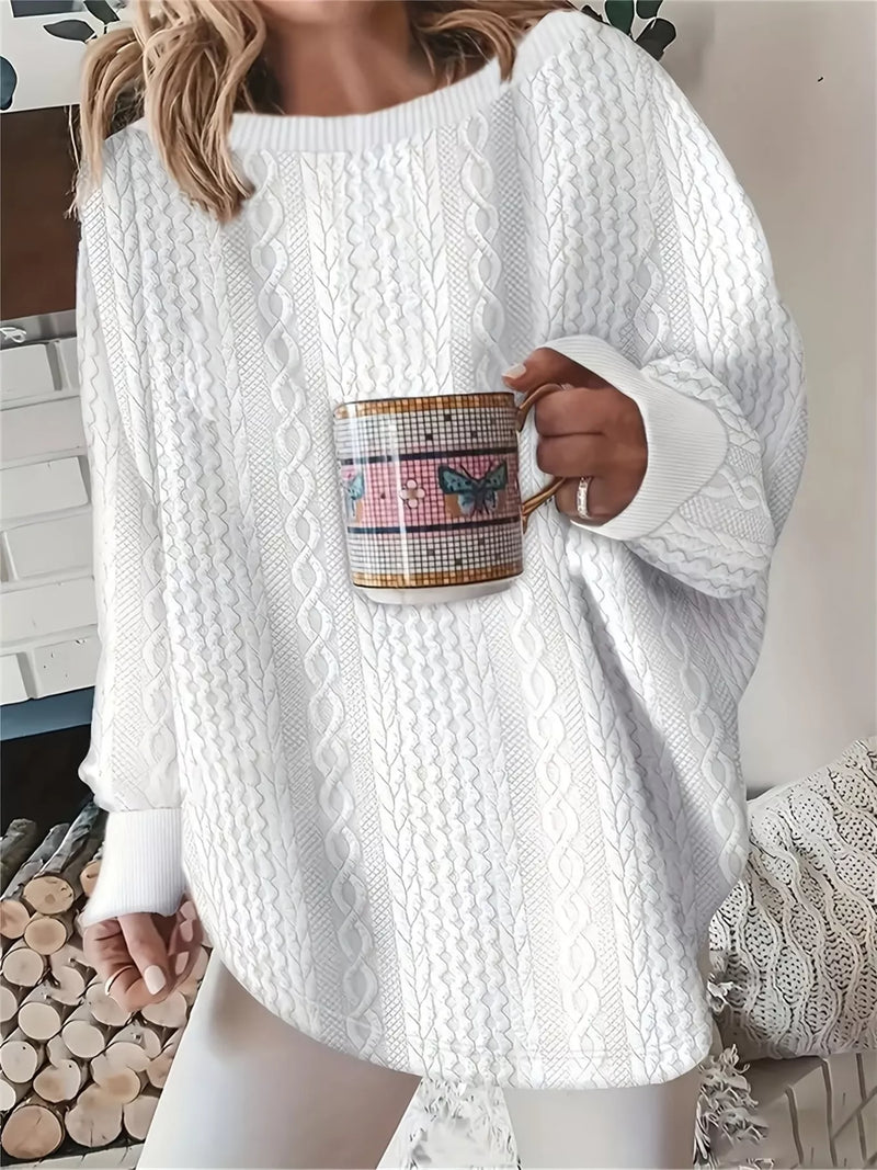 Oversized Textured Long Sleeve Sweatshirt Sweater Luxurious Weddings