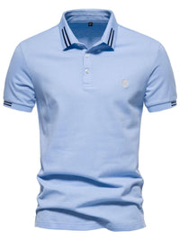 Men's Embroidered Striped Short Sleeve Polo Men's Polos Luxurious Weddings