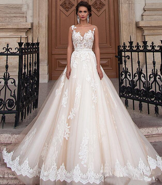 Pregnancy Waist Slimming Lace Trailing Large Size Wedding Dress V neck Luxurious Weddings
