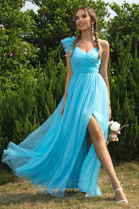 Asymmetrical Ruched Slit Dress Luxurious Weddings